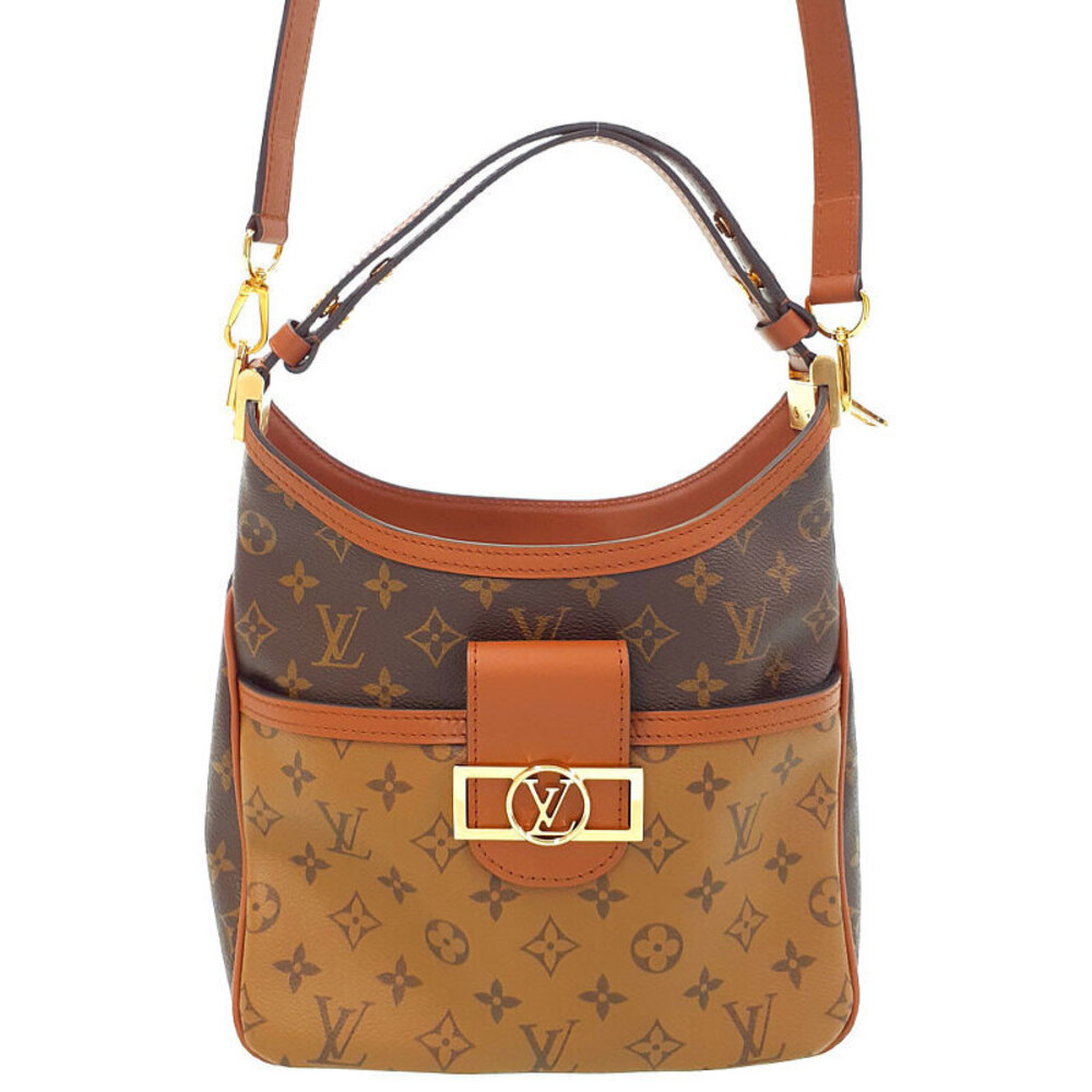 Louis Vuitton Monogram Leather Brown Reverse Hobo Dauphine Bag